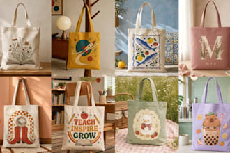 create custom niche tote bag retro design bundles for etsy pod stores