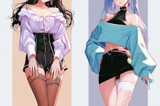 draw anime character concept art sheet