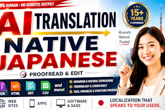 proofread and edit ai translated japanese for web and apps