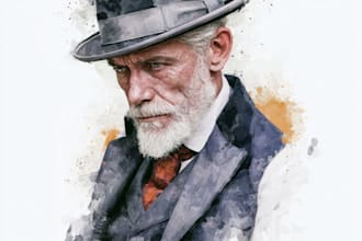 draw a watercolor portrait, sketch from photos