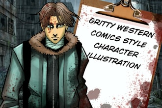 draw gritty western comic style character illustrations