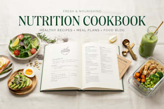 write nutrition cookbook, diet meal plan, healthy recipes, recipe book