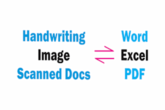 handwriting,images and scanned docs to word, excel and PDF