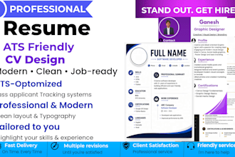 design a professional ats friendly resume or CV