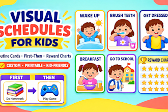 create a visual schedule and daily routine cards for kids