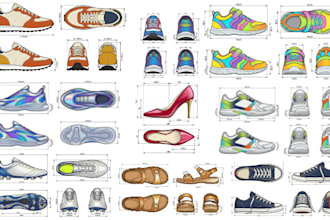 create a professional footwear tech pack for shoe manufacturing