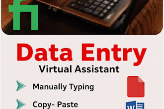 do web research data entery virtual assistance and excel copy paste work