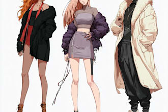 design a anime sheet character sheets in anime style