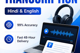 do professional audio and video transcription in hindi and english