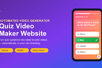 build an automated quiz video maker website with admin panel