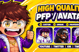 create a stunning custom cartoon, anime and gamer  avatar logo