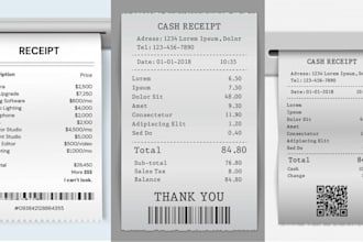 redesign receipt, bill and invoice professionally with a clean modern design