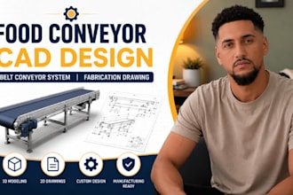 food conveyor cad, belt conveyor system, fabrication drawing for factory