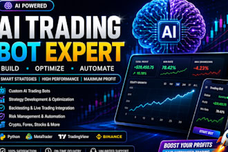 develop an ai trading bot, crypto trading bot, forex bot and python bot