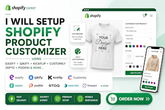 setup shopify product customizer easify qikify kickflip customily zepto podifai