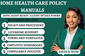 write audit ready home health care, sops, employee handbooks, policy manuals