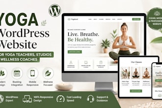 design a yoga wordpress website for yoga teachers, studios, and wellness coaches