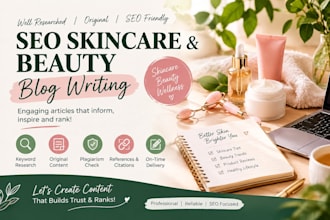 write SEO skincare beauty blog posts and articles
