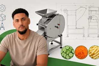 food slicer cad, vegetable cutting machine, technical drawing for factory