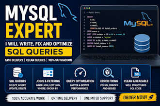 write and fix sql queries and database problems