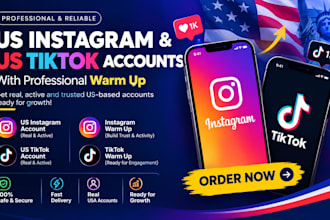 create US instagram, US tiktok account, warm up instagram, warm up tiktok accoun