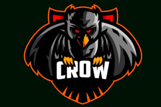 create awesome wall mural ninja raven mascot logo design