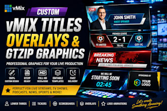 design custom vmix titles, overlays, gtzip graphics