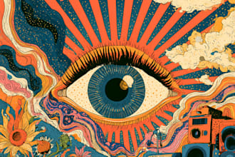 do psychedelic vintage or trippy music poster illustration