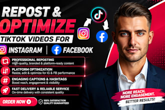 repost and optimize tiktok content for facebook and instagram social media VA