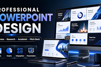 design a professional powerpoint presentation, pitch deck and PPT slides
