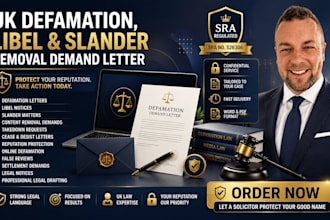 draft a uk defamation, libel, dmca clams and slander removal demand letter