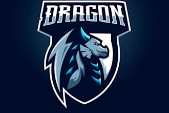 draw modern style dragon mascot logo design