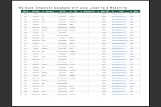 create excel employee database with data cleaning