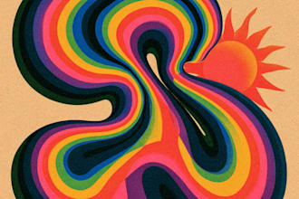 draw a unique psychedelic vintage retro logo art