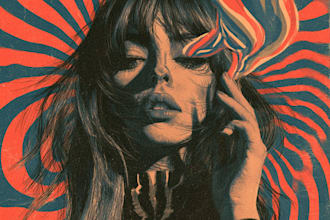 vintage retro style poster psychedelic illustration