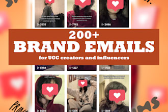 give you two hundred ugc and influencer brand email contacts