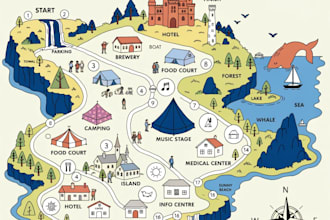 do event, tourist, and fantasy map illustration