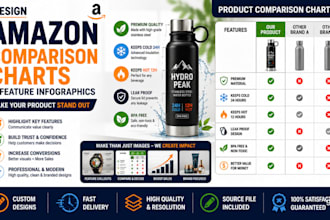 design amazon comparison charts and feature infographics