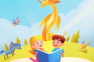 design children book cover, kdp cover art kids illustrations