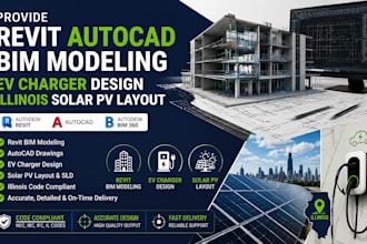provide revit autocad bim modeling ev charger design illinois solar pv layout
