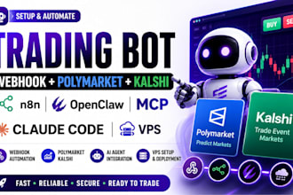 setup trading bot webhook polymarket kalshi n8n openclaw vps mcp claude code