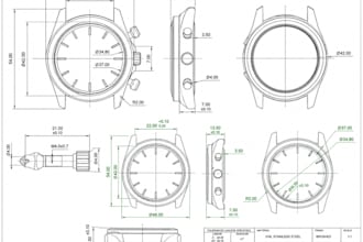 create manufacturing for watch technical drawing 3d cad model and prototype file