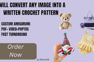 convert any image into a written crochet pattern with video