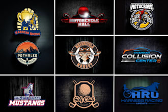 create golf club, motorcycle, equine, horse, automotive logo