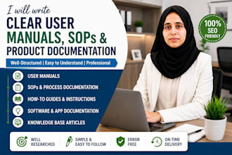 write clear user manuals, sops, and product documentation