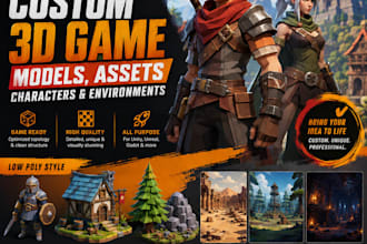 design custom 3d game models assets characters and environments