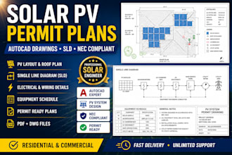 design solar permit plans, autocad pv drawings, sld and nec plans