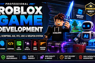 develop roblox ai, scripting, gui,vfx, and weapon system