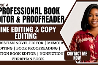 book copy editor, nonfiction christian book, memoir, fiction novel proofreading