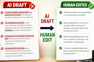 professionally proofread, edit, rewrite, and humanize ai content manually